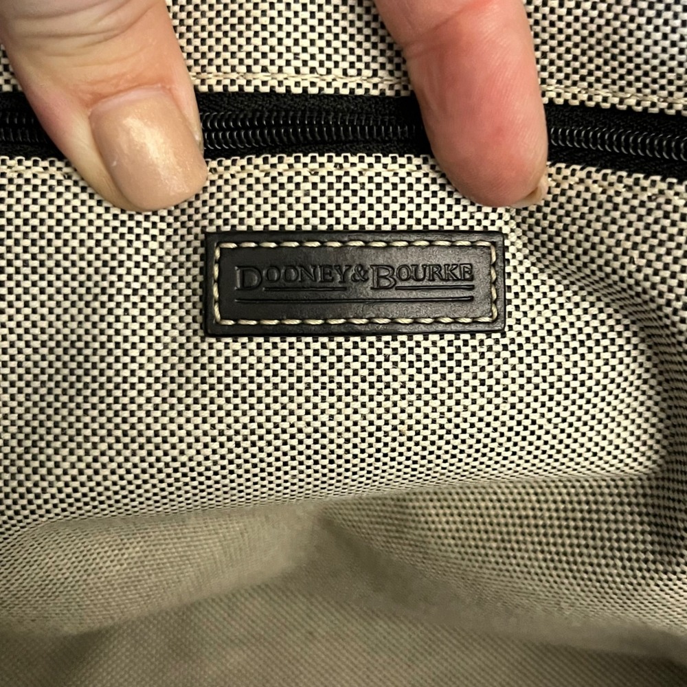 Dooney & Bourke Donegal Crest Dome Satchel Monogram Grey Black Leather Trim - Picture 11 of 16